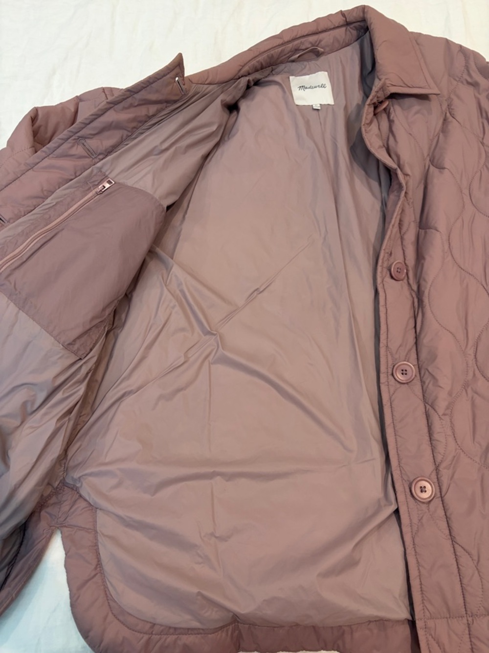 Madewell Quilted Puffer Jacket in Dusty Mauve - Picture 3 of 4